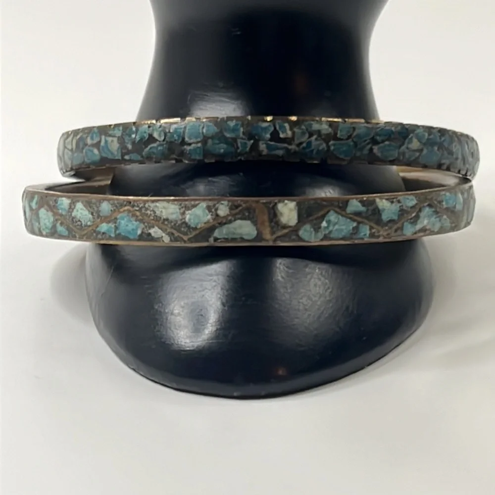 Vintage Brass Turquoise Bracelets